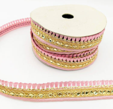 Pink Tassels Trim, Gold Fringe Trim, Beaded Trim